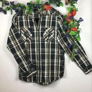 Helix Men Multicolor Long Sleeve Button Down Casual Plaid Shirt Size Large